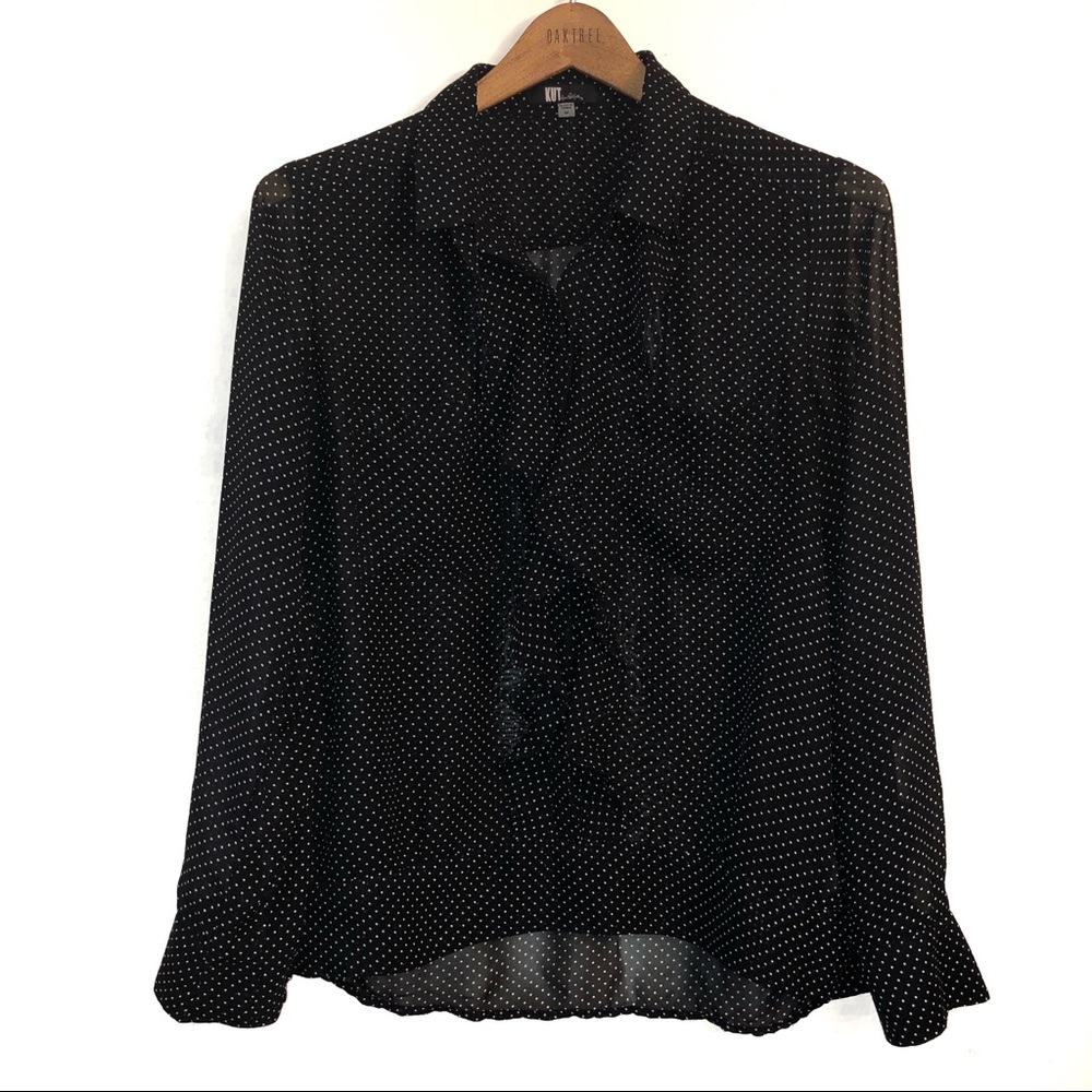 Kut From The Kloth Milby Ruffle Front Sheer Top